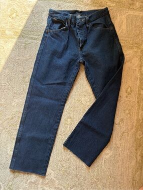 Classic Heavy Denim Dark Blue Straight-Leg Jeans